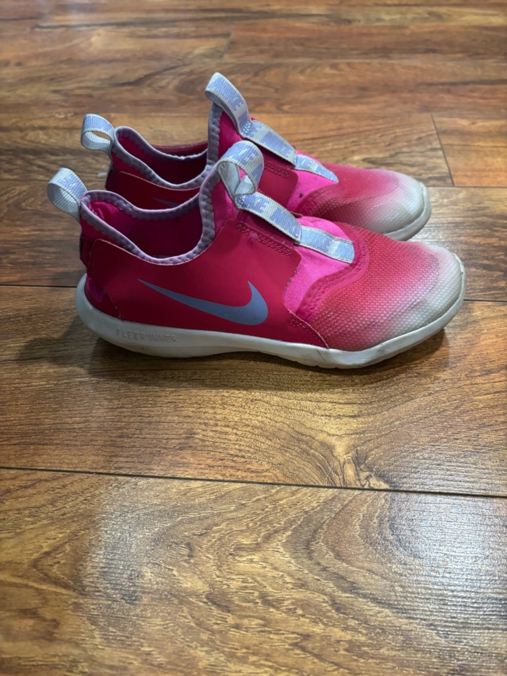 Nike Kids Pink Gradient Slip-On Sneakers with Silver Swoosh